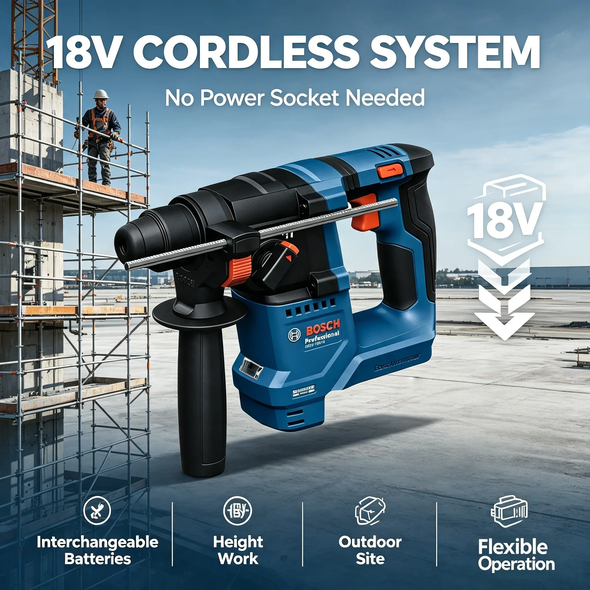 Power Tools Professional - Bosch GBH 18V-18, Bor Palu Putar